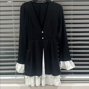 Black Dress with White Ruffle Accents *HALLOWEEN POTENTIAL*